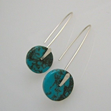 Boucles d'oreilles pendantes vintage à boutons bleus
