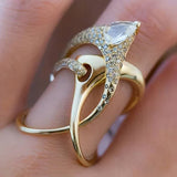 Bague vintage en or tressé brillant