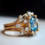 Bague vintage florale en cristal bleu