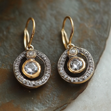 Boucles d'oreilles vintage en zircone et or