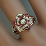 Bague vintage en grenat et cristal blanc