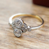 Bague vintage à double verre