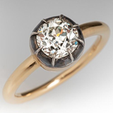 Bague vintage en or avec boule de cristal incrustée