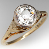 Bague vintage fine en verre incrusté arrondi