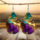 Boucles d'oreilles vintage violettes, dorées et vertes