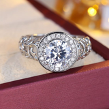 Bague vintage en argent rond étincelante