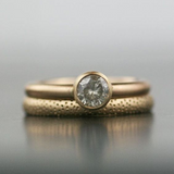 Bague vintage en or et verre