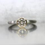 Bague vintage en verre argenté brillant