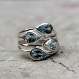 Bague vintage à cristaux bleus en cascade
