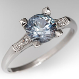 Bague vintage en verre et zircone argentée
