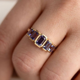 Bague vintage en verre violet
