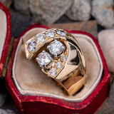 Bague vintage en zircone dorée irrégulière