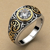 Bague vintage en cristal blanc et or