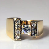 Bague ouverte vintage incrustée d'or brillant