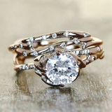 Bague vintage en zircone avec branche dorée