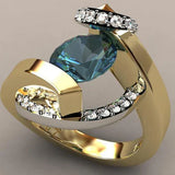 Bague ouverte vintage en or avec zircone bleue