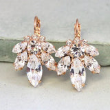 Boucles d'oreilles vintage en cristal rose feuille