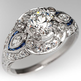 Bague vintage en argent avec zircone et verre