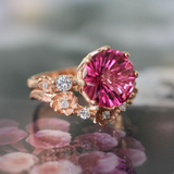 Bague vintage en or avec cristal rose