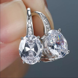 Boucles d'oreilles vintage carrées en verre argenté