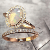 Ensemble de bagues vintage en opale brillante