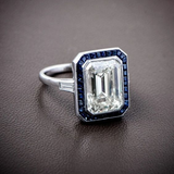 Bague vintage bleue et blanche brillante