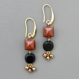 Boucles d'oreilles vintage avec pierres noires et rouges