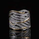 Bague vintage tressée en spirale en or et argent