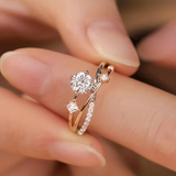 Bague fine vintage en or et zircone