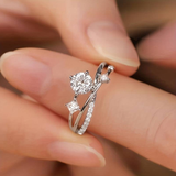 Bague fine vintage en argent et zircone