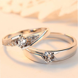 Ensemble de bagues vintage en argent et zircone pour couple