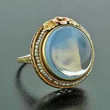 Bague vintage avec pierre de lune ronde