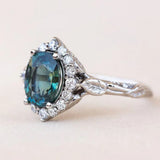 Bague vintage en argent brillant bleu