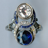 Bague vintage à nœud en cristal bleu