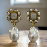 Boucles d'oreilles vintage en perles baroques