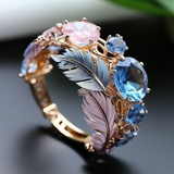 Bague vintage en cristal à motif floral