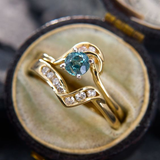 Bague vintage en or avec cristal turquoise