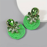 Boucles d'oreilles vintage en cristal vert arrondi