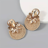 Boucles d'oreilles vintage en cristal doré arrondi