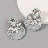 Boucles d'oreilles rondes vintage en cristal argenté