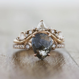 Bague vintage en or et argent avec pierre naturelle