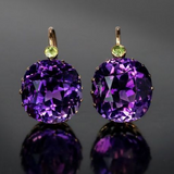 Boucles d'oreilles vintage en zircone violette arrondie