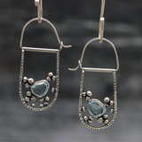 Boucles d'oreilles vintage pendantes en argent avec pierres