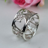 Boucles d'oreilles vintage en argent creux en forme de cœur