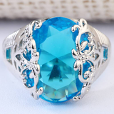 Bague vintage en argent bleu ciel