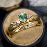 Ensemble de bagues vintage en or vert