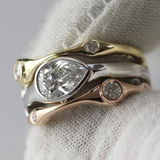 Bague vintage à zircone en couches