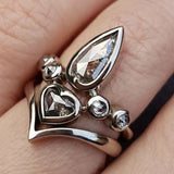 Bague vintage ovale en cristal et argent
