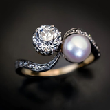 Bague vintage en perle et zircone