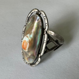 Bague vintage en argent avec pierre naturelle verte